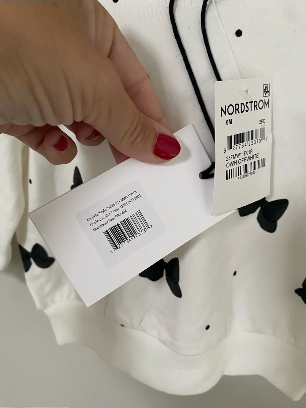 New Mille the Label Kids Cream Matching Set with Black Bow Print